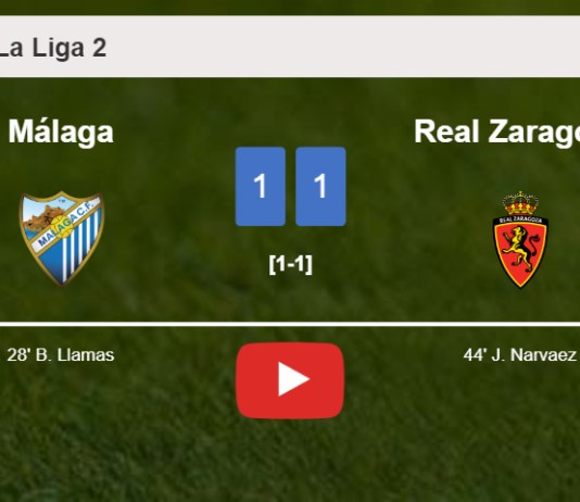 Málaga and Real Zaragoza draw 1-1 on Saturday. HIGHLIGHTS