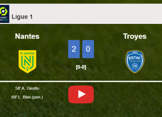 Nantes tops Troyes 2-0 on Sunday. HIGHLIGHTS