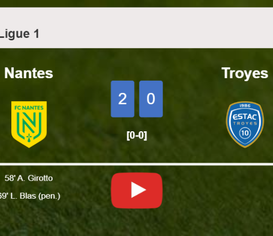 Nantes tops Troyes 2-0 on Sunday. HIGHLIGHTS