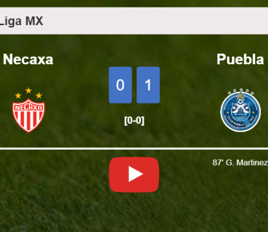 Puebla beats Necaxa 1-0 with a late goal scored by G. Martinez. HIGHLIGHTS