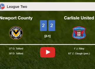 Newport County and Carlisle United draw 2-2 on Tuesday. HIGHLIGHTS