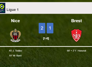 Nice steals a 2-1 win against Brest 2-1