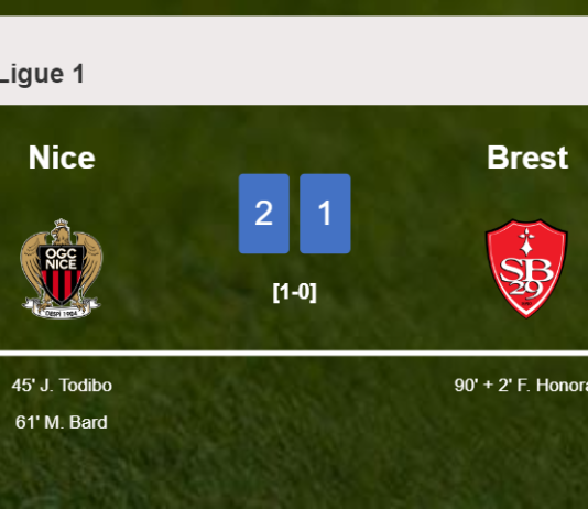 Nice steals a 2-1 win against Brest 2-1