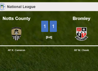 Notts County and Bromley draw 1-1 on Tuesday