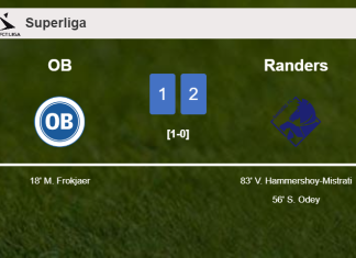 Randers recovers a 0-1 deficit to defeat OB 2-1