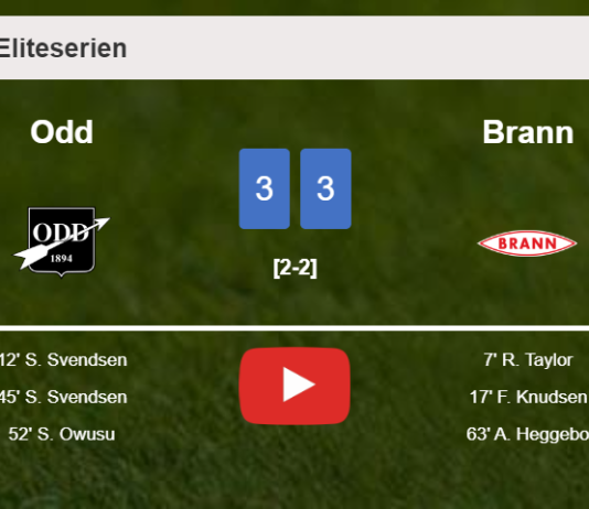 Odd and Brann draw a hectic match 3-3 on Sunday. HIGHLIGHTS