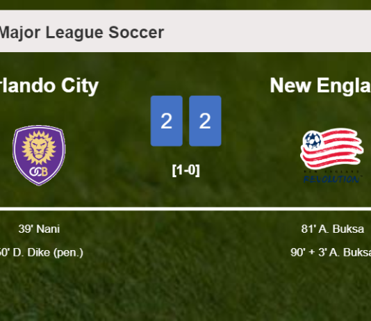 New England manages to draw 2-2 with Orlando City after recovering a 0-2 deficit