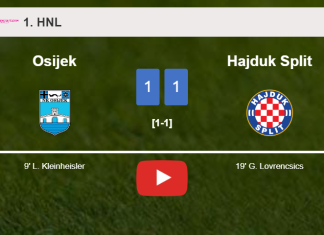 Osijek and Hajduk Split draw 1-1 on Sunday. HIGHLIGHTS