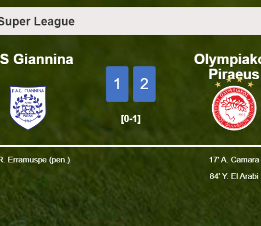 Olympiakos Piraeus overcomes PAS Giannina 2-1