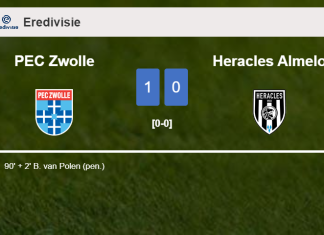 PEC Zwolle tops Heracles Almelo 1-0 with a late goal scored by B. van