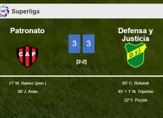 Patronato and Defensa y Justicia draw a frantic match 3-3 on Tuesday