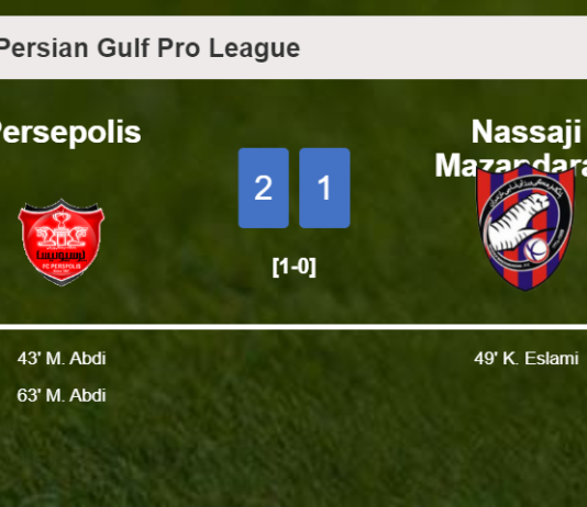 Persepolis defeats Nassaji Mazandaran 2-1 with M. Abdi scoring 2 goals