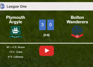 Plymouth Argyle defeats Bolton Wanderers 3-0. HIGHLIGHTS
