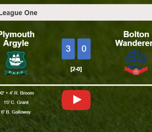 Plymouth Argyle defeats Bolton Wanderers 3-0. HIGHLIGHTS