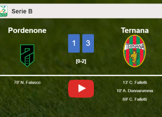 Ternana demolishes Pordenone 3-1 with 2 goals from C. Falletti. HIGHLIGHTS