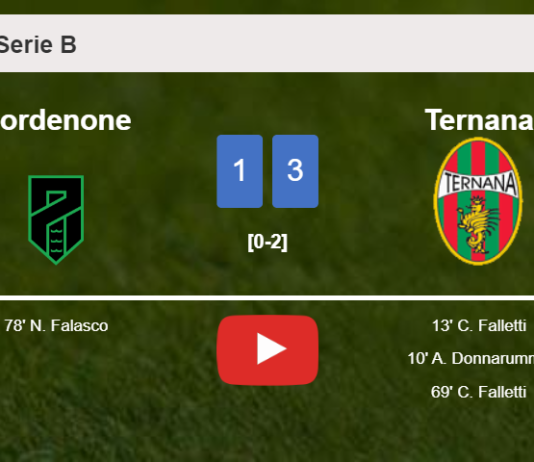 Ternana demolishes Pordenone 3-1 with 2 goals from C. Falletti. HIGHLIGHTS