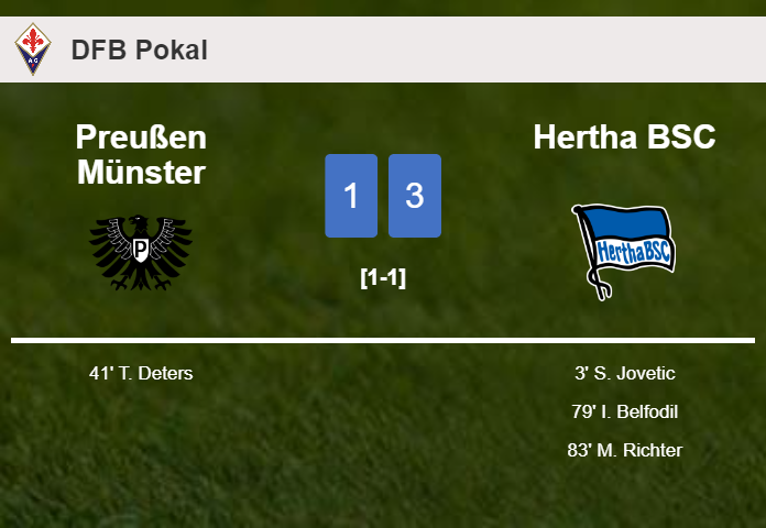 Hertha BSC overcomes Preußen Münster 3-1
