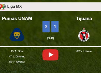 Pumas UNAM conquers Tijuana 3-1. HIGHLIGHTS
