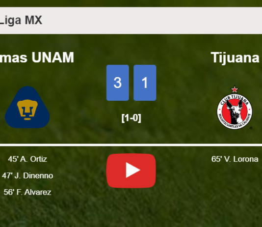 Pumas UNAM conquers Tijuana 3-1. HIGHLIGHTS