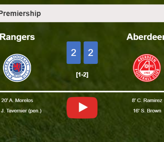 Rangers manages to draw 2-2 with Aberdeen after recovering a 0-2 deficit. HIGHLIGHTS