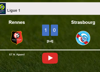 Rennes defeats Strasbourg 1-0 with a goal scored by N. Aguerd. HIGHLIGHTS