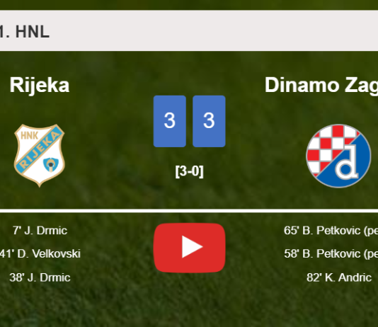 Rijeka and Dinamo Zagreb draw a exciting match 3-3 on Saturday. HIGHLIGHTS