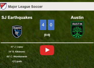 SJ Earthquakes annihilates Austin 4-0 with an outstanding performance. HIGHLIGHTS