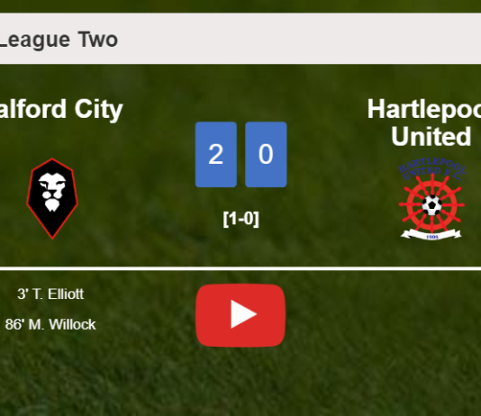 Salford City prevails over Hartlepool United 2-0 on Saturday. HIGHLIGHTS