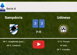 Sampdoria and Udinese draw a hectic match 3-3 on Sunday. HIGHLIGHTS