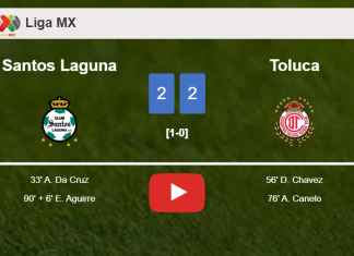 Santos Laguna and Toluca draw 2-2 on Monday. HIGHLIGHTS
