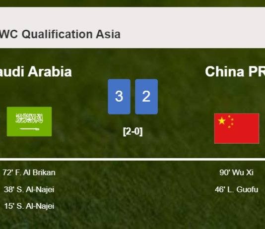 Saudi Arabia beats China PR 3-2