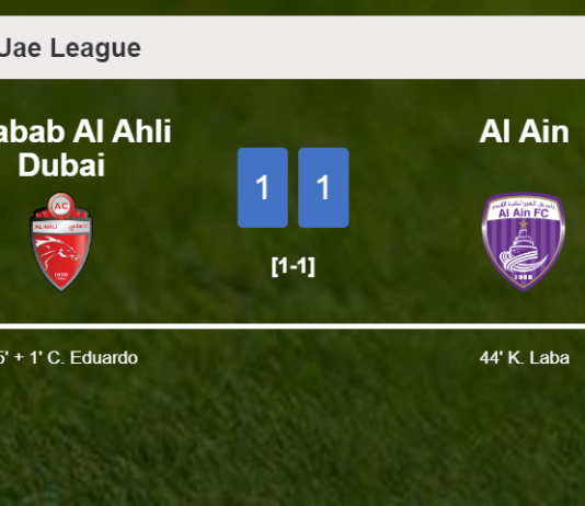 Shabab Al Ahli Dubai and Al Ain draw 1-1 on Friday