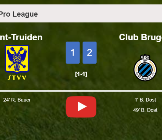 Club Brugge conquers Sint-Truiden 2-1 with B. Dost scoring 2 goals. HIGHLIGHTS