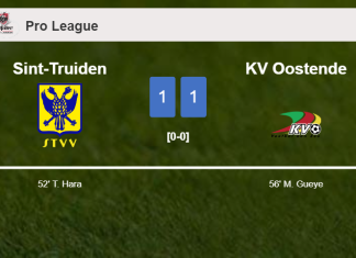 Sint-Truiden and KV Oostende draw 1-1 on Saturday