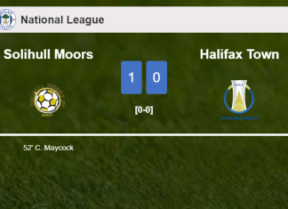 Solihull Moors defeats Halifax Town 1-0 with a goal scored by C. Maycock