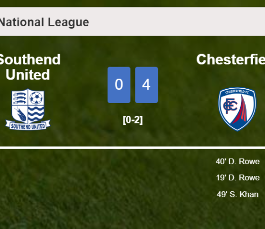 Chesterfield defeats Southend United 4-0 with 4 goals from D. Rowe