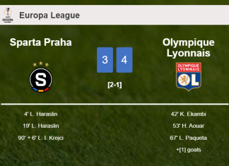 Olympique Lyonnais conquers Sparta Praha 4-3