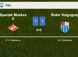 Spartak Moskva II and Rotor Volgograd draw 1-1 on Sunday