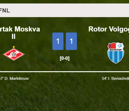 Spartak Moskva II and Rotor Volgograd draw 1-1 on Sunday