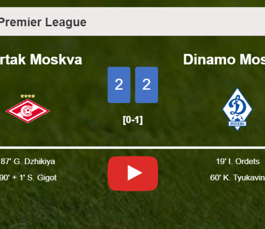 Spartak Moskva manages to draw 2-2 with Dinamo Moskva after recovering a 0-2 deficit. HIGHLIGHTS