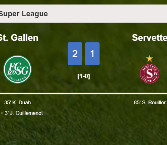 St. Gallen clutches a 2-1 win against Servette 2-1