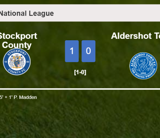 Stockport County conquers Aldershot Town 1-0 with a goal scored by P. Madden