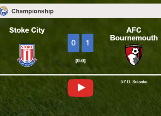AFC Bournemouth beats Stoke City 1-0 with a goal scored by D. Solanke. HIGHLIGHTS