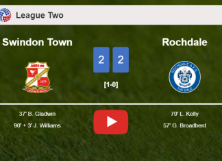 Swindon Town and Rochdale draw 2-2 on Saturday. HIGHLIGHTS
