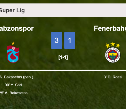Trabzonspor beats Fenerbahçe 3-1 after recovering from a 0-1 deficit