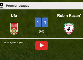 Ufa and Rubin Kazan' draw 1-1 on Sunday. HIGHLIGHTS