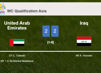 United Arab Emirates and Iraq draw 2-2 on Tuesday