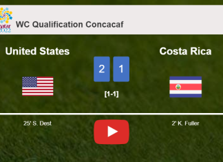 United States recovers a 0-1 deficit to best Costa Rica 2-1. HIGHLIGHTS