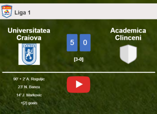 Universitatea Craiova annihilates Academica Clinceni 5-0 with a superb performance. HIGHLIGHTS