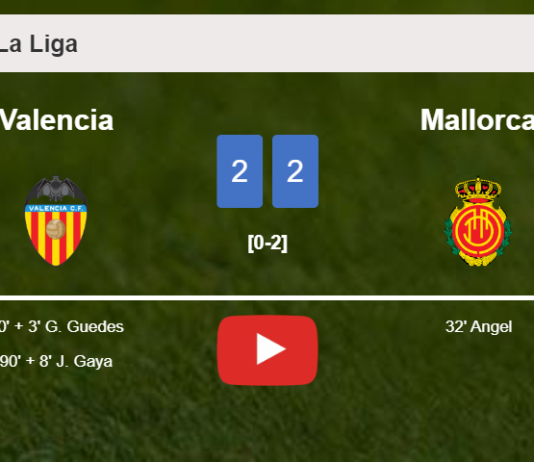 Valencia manages to draw 2-2 with Mallorca after recovering a 0-2 deficit. HIGHLIGHTS